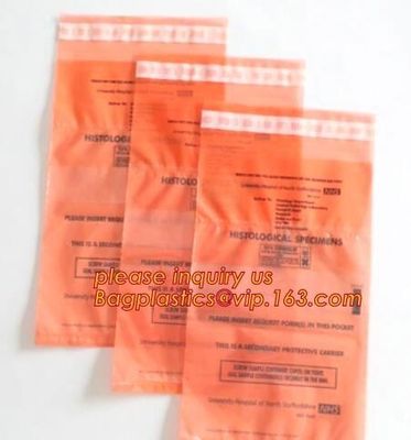 Biohazard Specimen Bag with Document Pouch, Industrial waste disposal, biodegradable waterproof plastic Zip lockk poly pe