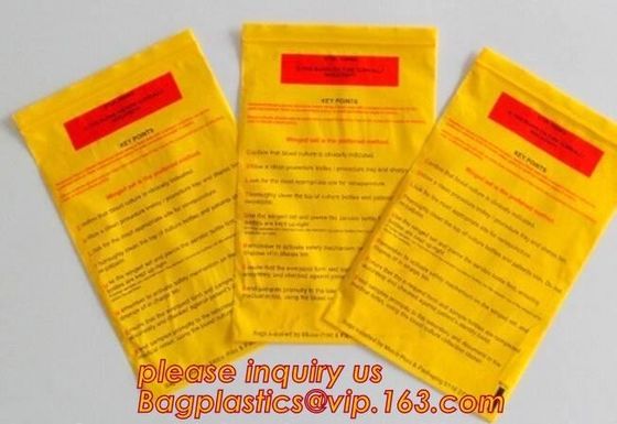 Biodegradable PLA Plastic Bag Corn Starch Biohazard Specimen Zip lockk Bag, LDPE Three Walls Specimen Bag with Pocket, pac