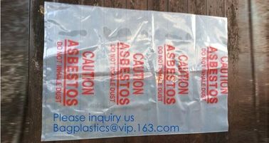 PE asbestos yard waste bags,hazard waste disposal bags,Customized danger warning printing clear polythene LDPE asbestos