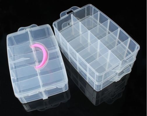 Adjustable 15 Compartment Plastic Clear Storage Box For Jewelry Earring Tool Container, odorlessness plastic storage box