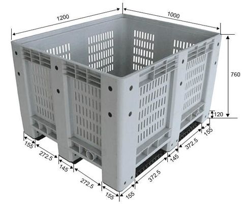 Standard sizes HDPE large collapsible plastic pallet box, Heavy duty industry storage use collapsible plastic mega bin