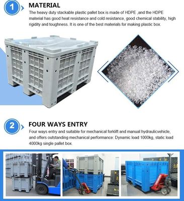 Standard sizes HDPE large collapsible plastic pallet box, Heavy duty industry storage use collapsible plastic mega bin