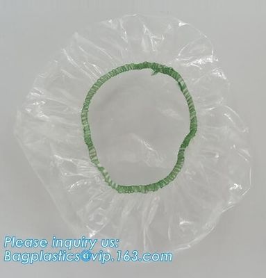 disposable PE shower cap wholesale plastic waterproof shower cap,PE shower cap with elastic band,hotel shower cap biodeg