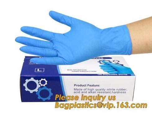 Blue Non-Medical Biodegradable Disposable Powder Free Examination Nitrile Gloves,Hand Gloves Manufacturers powder free n