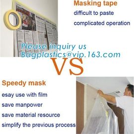 painting painters masking film with bule tape, painting folded pre-taped core masking film, spray plastic pre-tape pla