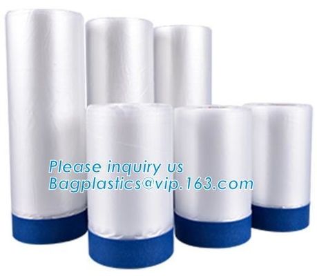 plastic register sealing cloth duct pre-taped masking film,PE material taped clear plastic masking film with dispenser