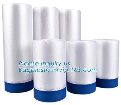 plastic register sealing cloth duct pre-taped masking film,PE material taped clear plastic masking film with dispenser