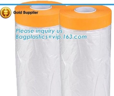 PE protect cover self adhesive mask film taped on one side Plastic cover sheet drop cloth for furniture, masking films