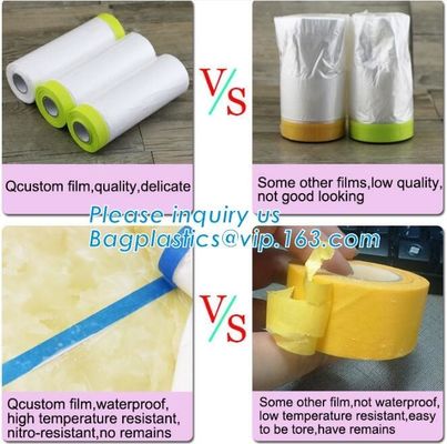 4m*5m plastic cover sheet for furniture, Taped clear HDPE plastic masking film, Plastic car paint plastic cover tape ma