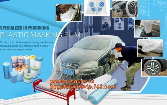 Auto Paint Plastic Protection Masking Film Car Accessories, Disposable car accessories paint masking film,PE semi-fini