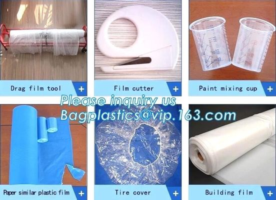 auto polyurethane masking plastic for painting 4*300m, 3m plastic auto paint masking protection film for cars, bagplasti
