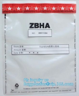 coin envelope coin bag with logo for bank cash packing, self sealing bank security money bags, Security Bank Bags with B