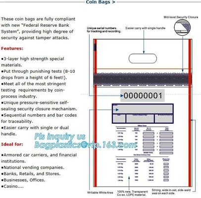 security tamper evident bag envelope bank deposit money bags, Safety Cash Deposit Package Plastic Bank Bag, bagplastics