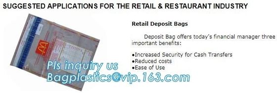 Bank security deposit bags cash bag with locking, Tamper Proof Plastic Bank Money Courier Security Bag, Cash Security Ba