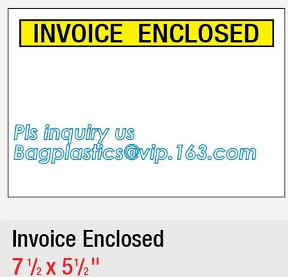 packing list custom self adhesive envelope packing slip, packing list envelope/label pouch, Document enclosed self adhes