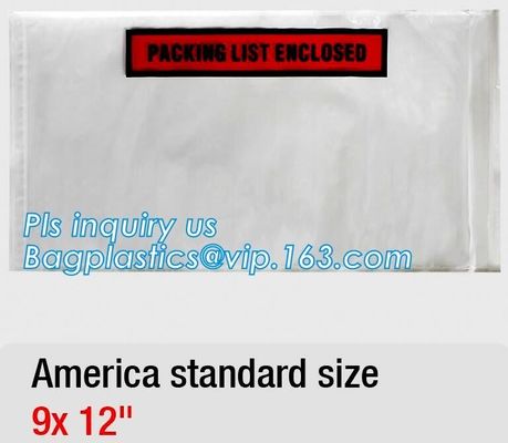 C4-C7 size PP self-adhesive transparent packing list envelopes, Dhl Fedex Custom Design And Logo Printing Packing List E