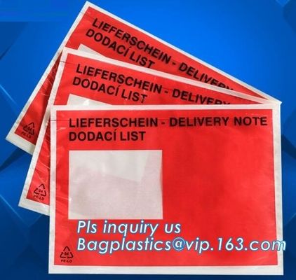 Customize plastic self adhesive packing list bag, envelope cash bag/plastic envelope cash bag used in store &amp; bank, bagp