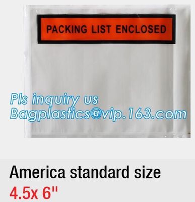 PE Packing List Envelope / mail lite bags, 7" x 5-1/2" Packing List Envelope "PACKING LIST ENCLOSED" Full Face Top Loadi
