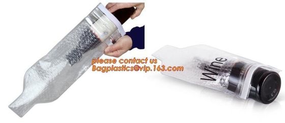 Zip sealed liquor bubble bags bottle protector Travelling liquor bubble sleeves air wine bubble bags Zipped bottom plast