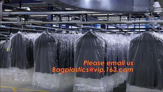Dry clean perforated clear poly plastic garment/laundry/clothing bags on a roll clothing storage