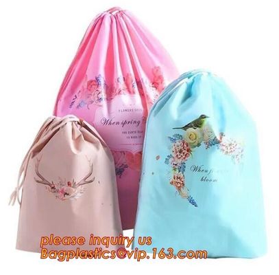 Biodegradable Cotton string LDPE plastic laundry bag custom poly bag drawstring bag,Customized Logo Printed Poly Drawstr