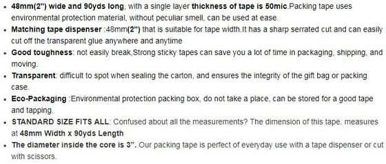 48mm Transparent Clear BOPP Packing Tape,custom Bopp packing tape, clear white green packing tape,Clear Packing Adhesive
