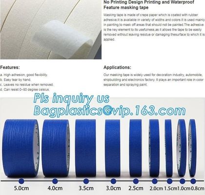 Custom Painting Crepe Printed Colored Paper Automotive Masking Tape Jumbo Roll,Crepe Paper Masking Tape Jumbo Roll bagea