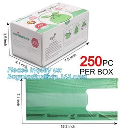 ok compost home certified 100% biodegradable nappy sacks with handle, Strong and durable Baby nappy sacks Made in China