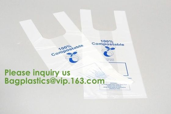 100% Biodegradable Compostable Plastic T-Shirt Vest Bag For Shopping,Home,Decoration,Wedding,Supermarket,Restaurant,Bake