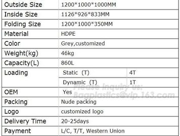 OEM Plastic foldable Container, Collapsible and folding crate box for storage and moving, fruit bins Standard plastic