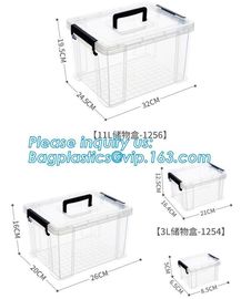 10L Clear Household Reusable Stack Plastic Storage Boxes, Transparent Household Handled PP Storage Box Plastic Boxes pac