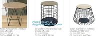 Wooden top metal wire coffee table design, customized design size wire coffee side tables, Black iron base and transpare