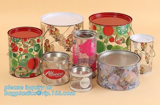 OEM ODM Accepted 680ml Plastic PET Clear Round Can For Mint Storage,Clear 1 gallon PET paint can &amp; lid with metal handle