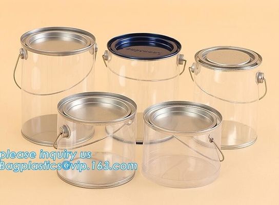 1 gallon clear plastic paint cans for packaging,Plastic Food Grade Clear PET Can Round Food Storage Container Screw Lid