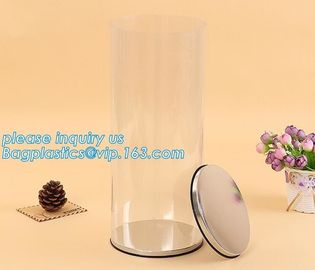 clear PVC PET can for food canning,Customized round clear paint can with tin lid,paint can with tin top &amp; bottom and han