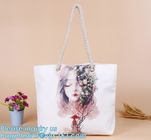 Promotional custom portrait printing lady shoulder bag,cotton canvas shopping tote bag with cotton rope handle bagease p