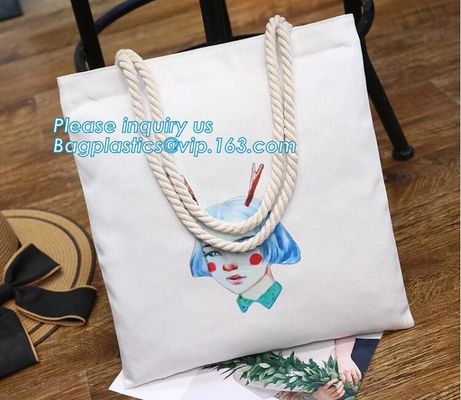 Custom beach tote bag women rope handle print canvas tote bag wholesale,cheap plain blank canvas tote bag promotional