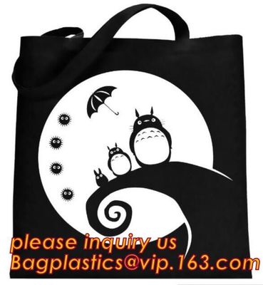 Eco friendly custom printed shopping cotton handle bag with logo print,Long Handle Promotion Shopping Bag Promotion pac