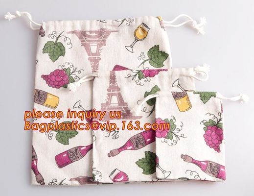 Small Boutiques Packaging Christmas Canvas Cotton Drawstring Bag For Gift,Market String Net Bag Kitchen Fruits Vegetable