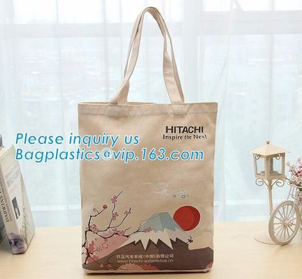 Factory direct sale eco-friendly fashion printed customized reusable handle cotton bag,cotton canvas rope handle beach b