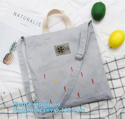 Eco-friendly durable handles Standard size cotton promotional tote shopping bag for Custom printing,Contrast Handles Nat