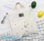 Eco-friendly durable handles Standard size cotton promotional tote shopping bag for Custom printing,Contrast Handles Nat