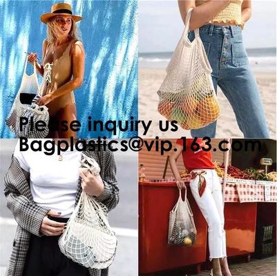 Factory Supplier Cotton Mesh Shopping Net Bag Logo Multi Colors Black White Red Green Blue Handled Shopping Bags Net