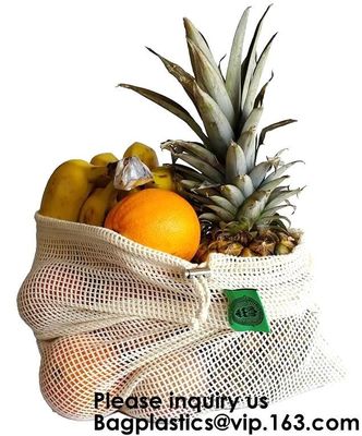 Reusable Produce Bags of Unmatched Quality - Natural Cotton Mesh is Biodegradable,Cotton Packing Bags For Fruit &amp; Vegeta