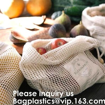 Reusable Produce Bags of Unmatched Quality - Natural Cotton Mesh is Biodegradable,Cotton Packing Bags For Fruit &amp; Vegeta