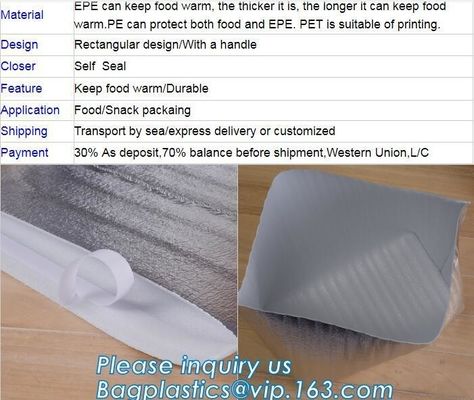 Reusable aluminium foil thermal insulation material cooler bag for picnic with Strapping tape closureRecycled PP Woven Plast