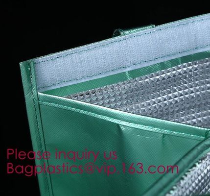 Freezable foldable insulation large lunch cooler bag,Hot sale cooler tote printed non woven food package insulation bags