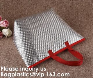 Insulated Thermal Non Woven Aluminum Foil Cooler Bag For Frozen Food,Reusable Insulated Aluminum Foil Thermal Lunch Cool