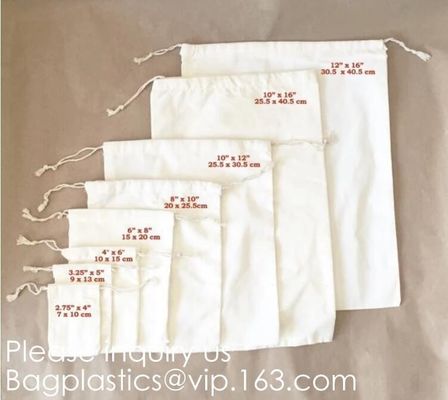 100% Cotton eco-friendly muslin bags Drawstrings Cotton Bags Muslin Cloth Storage Reusable Pouches for Jewelry Tea Spice