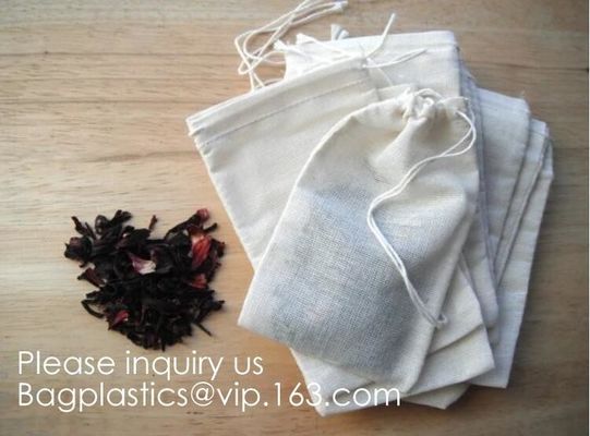 Wood color Double Drawstring Cotton Muslin Bags Favor Bags Jewelry Pouch Reusable Bags Tea Bags Souvenir Gift Bag pack